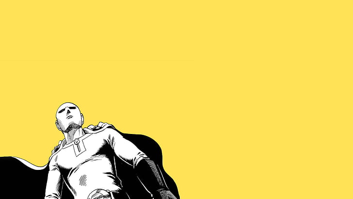 Saitama, One-Punch Man, yellow, representation, copy space, HD wallpaper