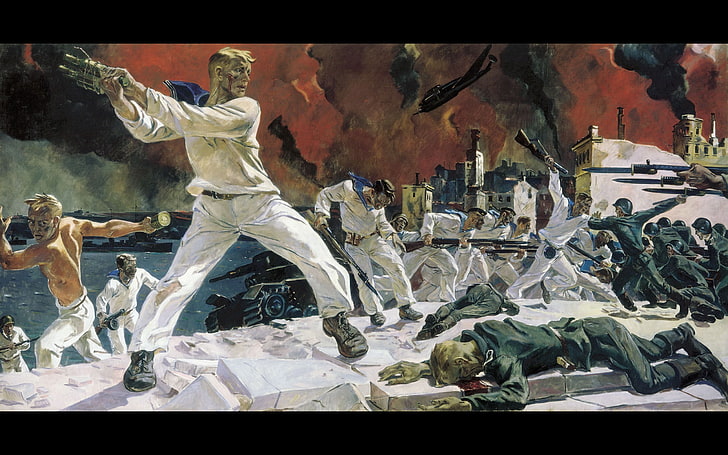 civil war renaissance painting, picture, battle, heroism, A. Deineka, HD wallpaper
