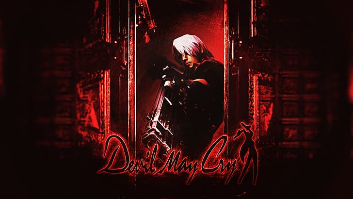 Dante (Devil May Cry), red, video game boys, Ebony and Ivory (Devil May Cry), HD wallpaper