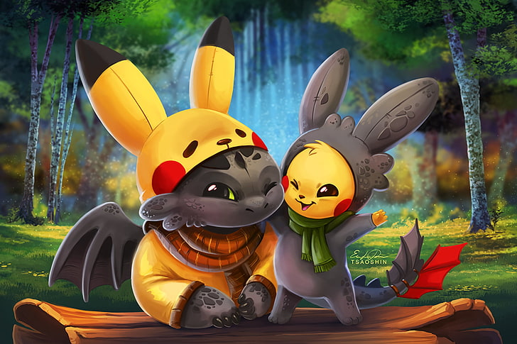 HD wallpaper: Movie, Crossover, How to Train Your Dragon, Pikachu, Pokémon  | Wallpaper Flare