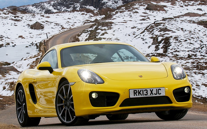 yellow sports coupe, car, yellow cars, Porsche  Cayman, mode of transportation