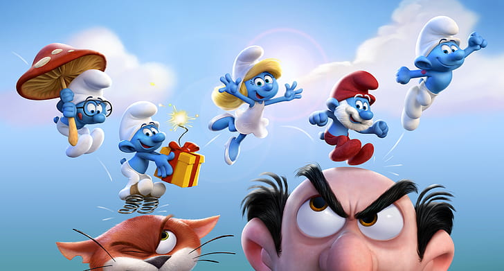 Brainy Smurf, Smurfette, Papa Smurf, Clumsy Smurf, Smurfs: The Lost Village, HD wallpaper