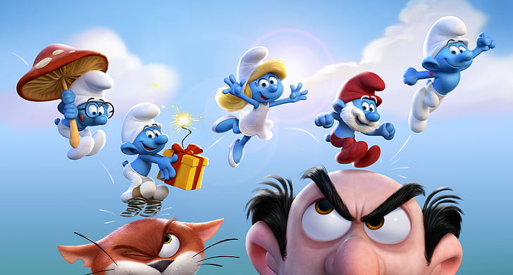 Smurfs Movie poster, Smurfs: The Lost Village, Smurfette, Papa Smurf, HD wallpaper