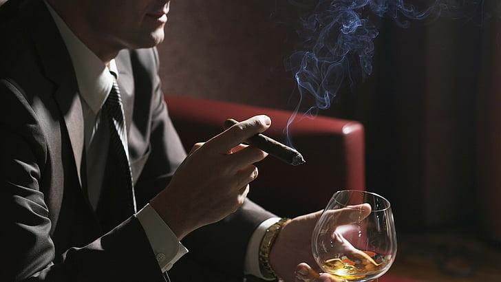 brandy, cigar, class, mood, smoke, HD wallpaper