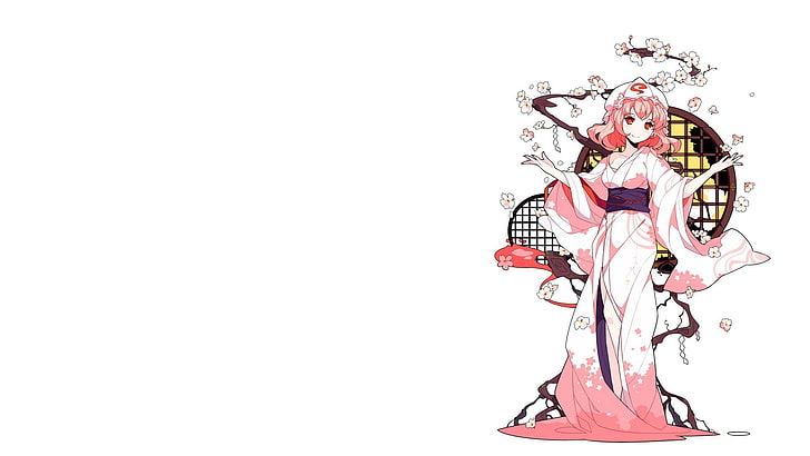 female anime character digital wallpaper, Saigyouji Yuyuko, Touhou