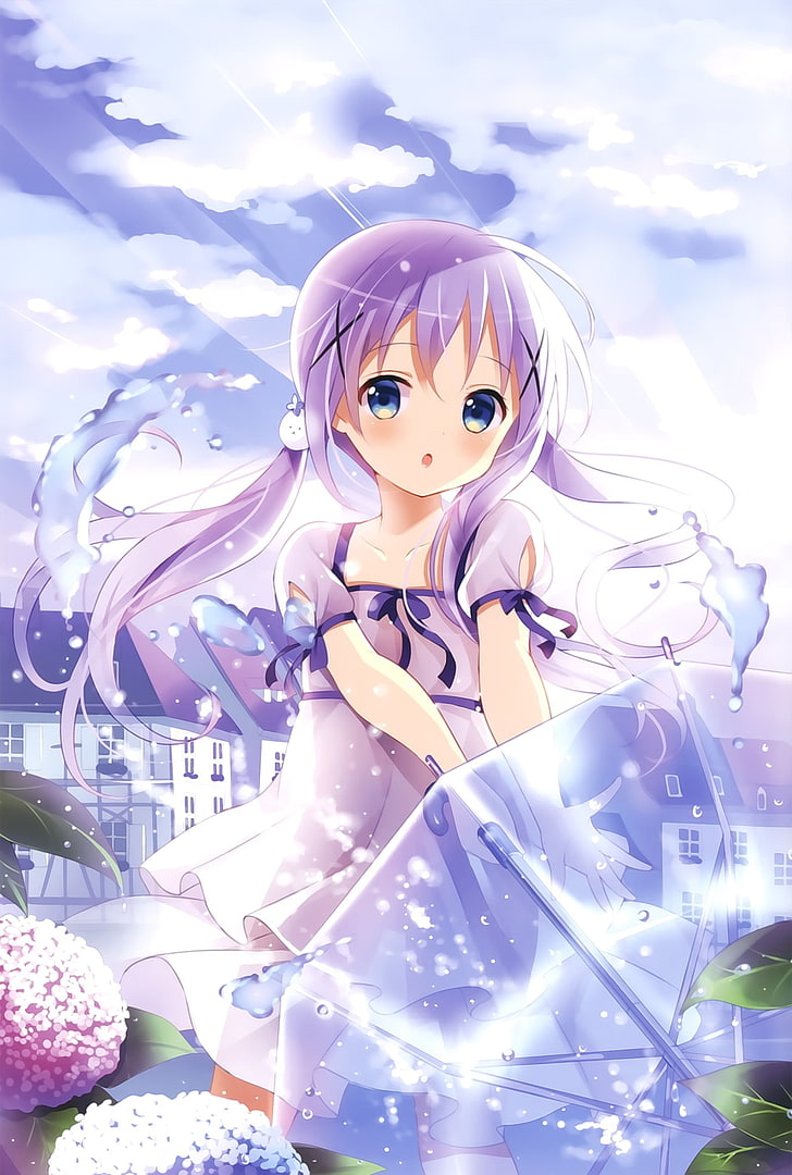 purple haired anime character illustration, Gochuumon wa Usagi Desu ka?, HD wallpaper
