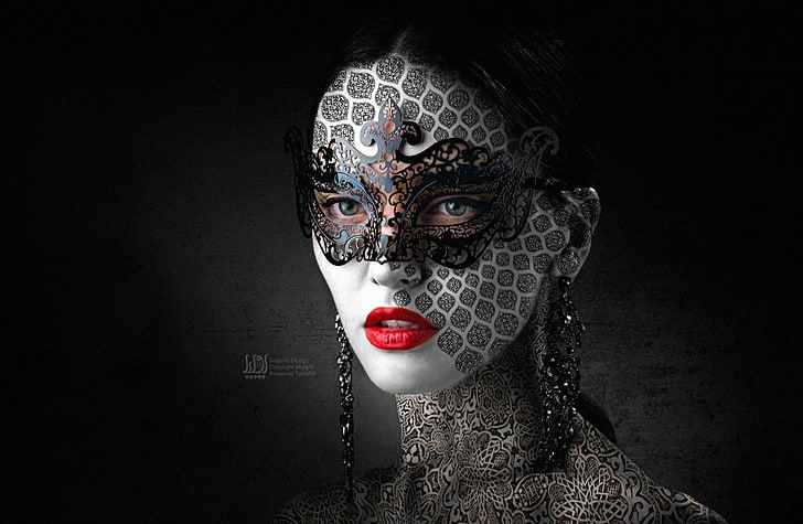 Conceptual, women's black and gray face mask, Aero, Creative