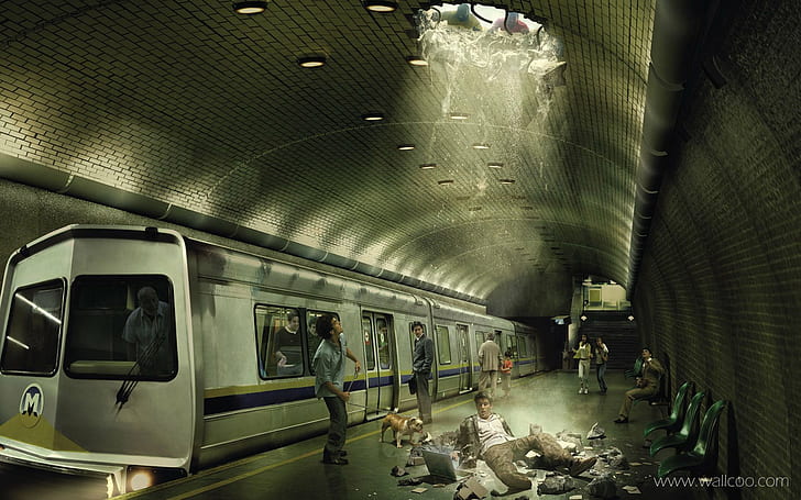 Platinum Conception s, Photoshop, digital art, subway, train