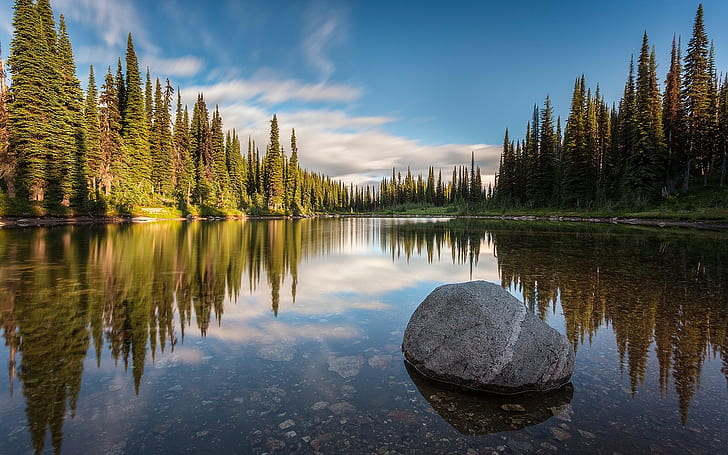 British Columbia, Canada, Calm, Forest, Lake, Landscape, Reflection