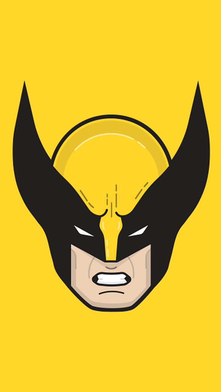 Wolverine illustration, superhero, yellow, colored background