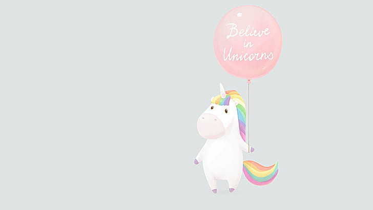 unicorns magic minimalism rainbows, balloon, studio shot, pink color, HD wallpaper