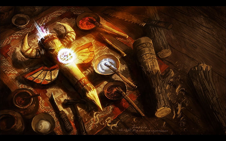 brown skull stick, World of Warcraft, Totems, Shaman, video games, HD wallpaper