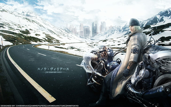videogame poster, Snow Villiers, road, motorcycle, Final Fantasy XIII, HD wallpaper