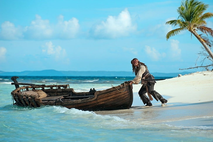 beach pirates of the caribbean captain jack sparrow row boats 1200x798  Nature Beaches HD Art, HD wallpaper
