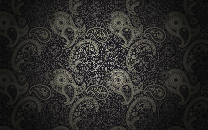 Dark, Gradient, Paisley, vintage, pattern, backgrounds, design, HD wallpaper