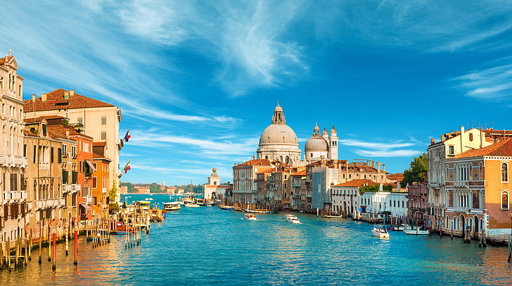 Grand Canal, Venice, Italy, sea, the sky, clouds, the city, building, HD wallpaper