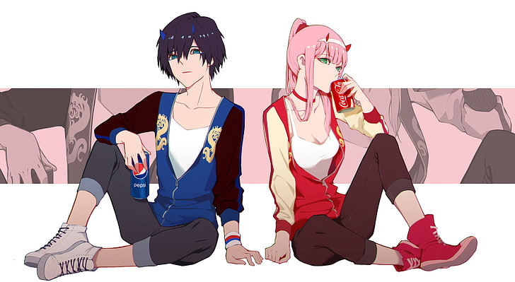 anime pepsi and coca-cola illustration, Darling in the FranXX, HD wallpaper