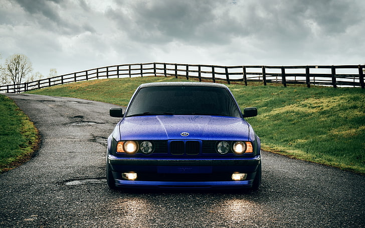 BMW, Classic, Blue, Front, E34, 540i, Hella, Sight