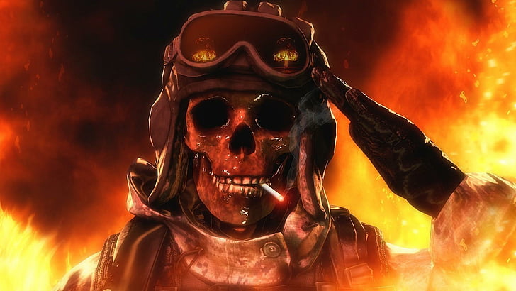 HD wallpaper: fire, smoking, head, dead, man, skull | Wallpaper Flare