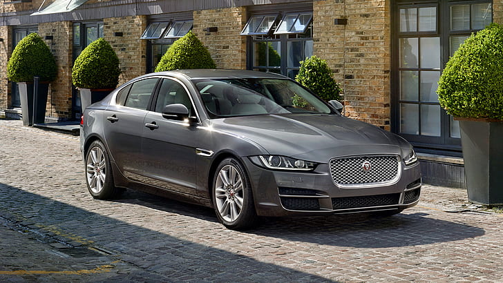 2015, Jaguar XE, Car, House, grey sedan, HD wallpaper