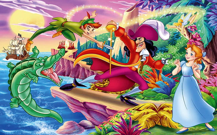 Peter Pan Vs Captain Hook Fight Disney Wallpaper Hd For Desktop 2560×1600