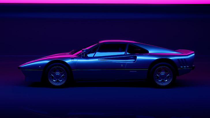 Premium AI Image  Aesthetic car synthwave wallpaper with a cool and  vibrant neon design