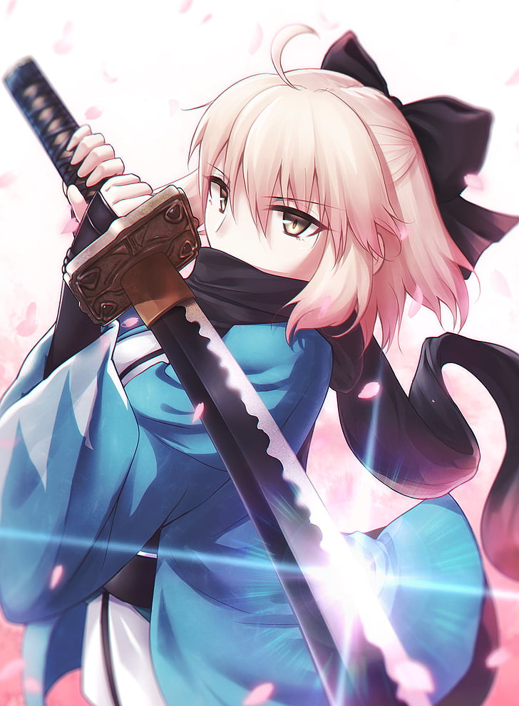 Sakura Saber, sword, katana, Fate/Grand Order, Fate Series, HD wallpaper