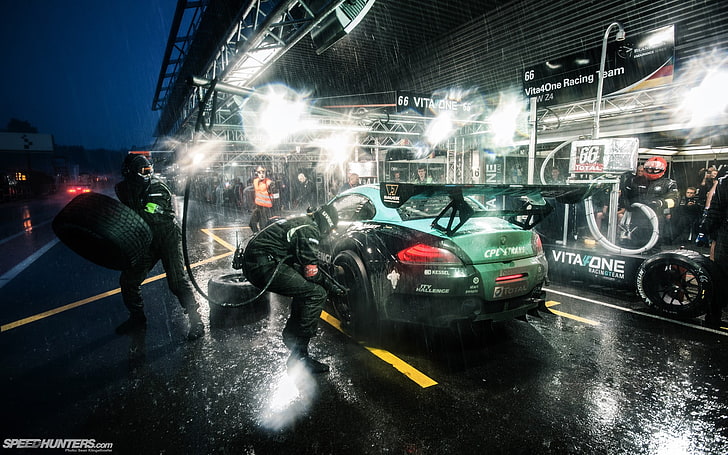 green and black rally car, Speedhunters, BMW Z4, race cars, photography