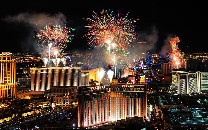 Las Vegas Strip New Year’s Fireworks Hd Wallpaper 1920×1200, HD wallpaper