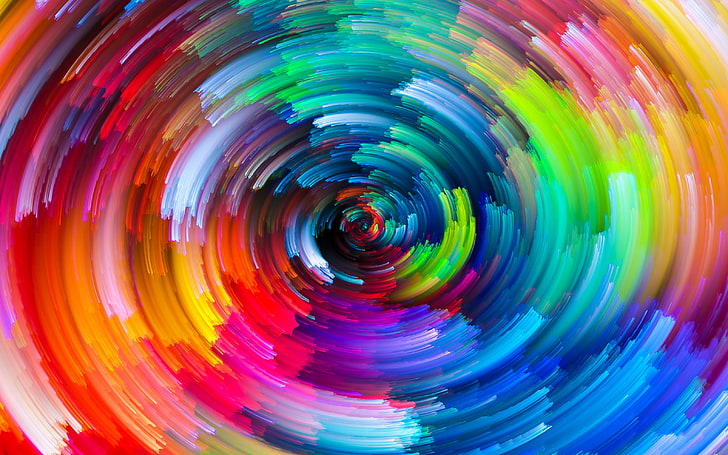 optical illusion, rainbows, circle, colorful, swirl, whirling, HD wallpaper