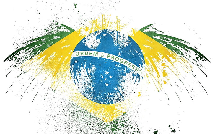 Brasil, Brazil, flag, yellow, creativity, no people, paint, HD wallpaper