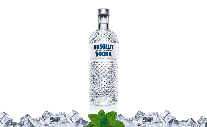 Absolut Vodka, Absolut Vodka bottle, Aero, White, Mint, mint leaves, HD wallpaper