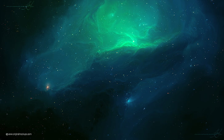 green nebula, space, space art, TylerCreatesWorlds, night, astronomy