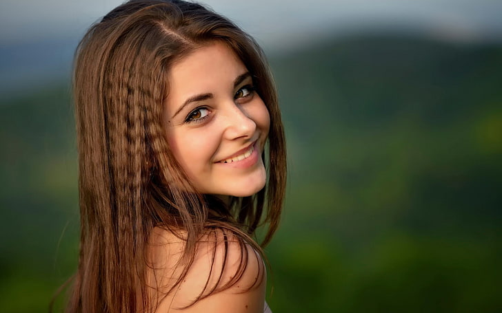 model, women outdoors, brown eyes, redhead, long hair, smiling, HD wallpaper
