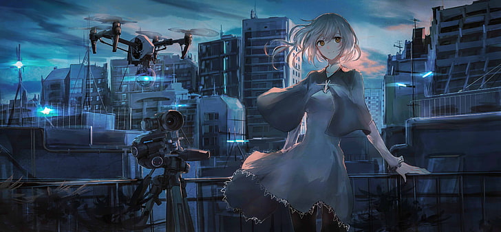 illustration, futuristic, anime girls, one person, young adult