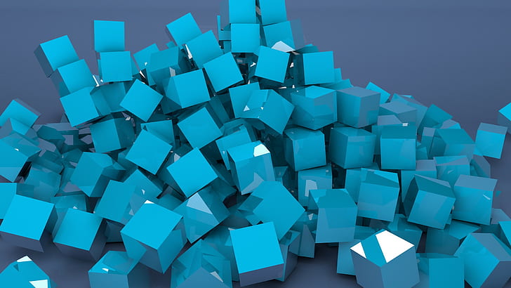 Box Cube Abstract HD, blue cube decor lot, digital/artwork, HD wallpaper