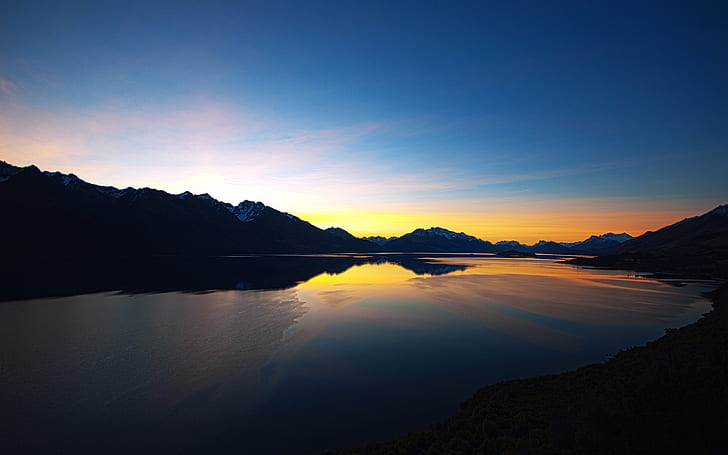 New Zealand beautiful nature scenery, sunset views of lake and mountain, HD wallpaper