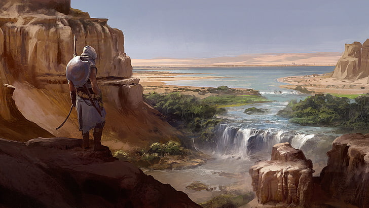 Assassin's Creed Odyssey poster, digital art, artwork, video games