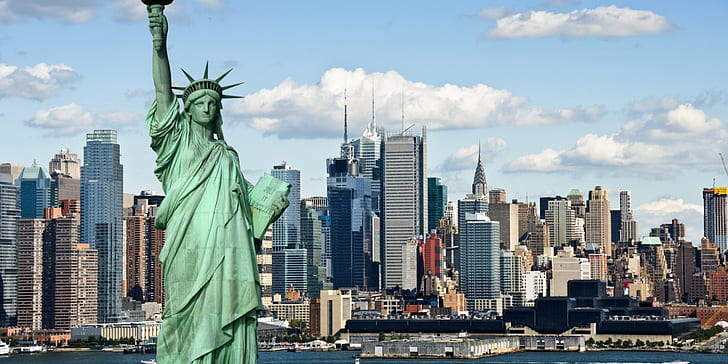 New York City, statue, cityscape, Statue of Liberty, HD wallpaper