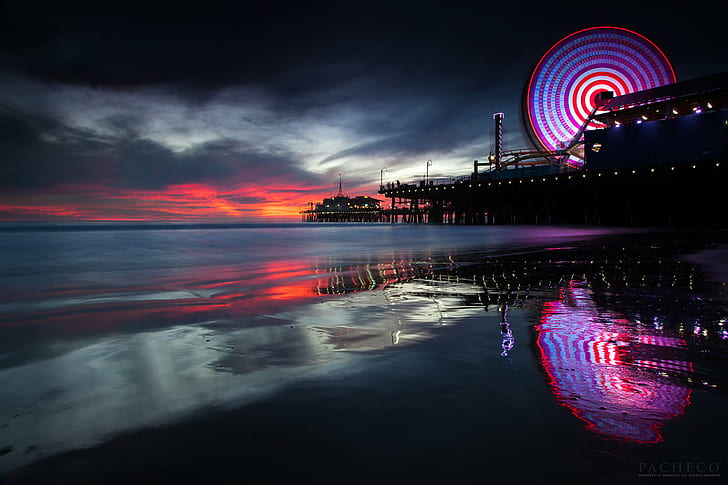 Santa Monica Pier at sunset California USA santa monica beach HD  wallpaper  Pxfuel