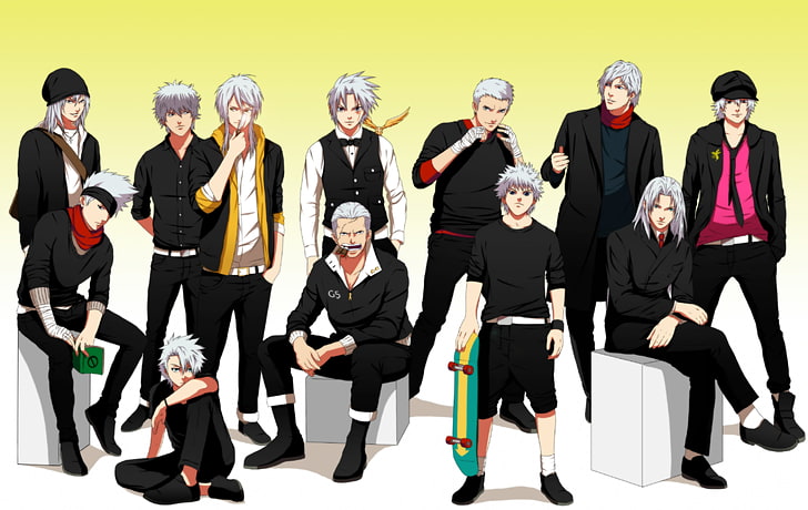white haired male anime character lot, art, cigar, guys, skate
