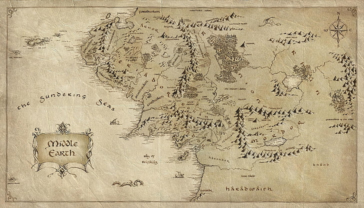 world map illustration, paper, The Lord of the Rings, Middle earth, HD wallpaper