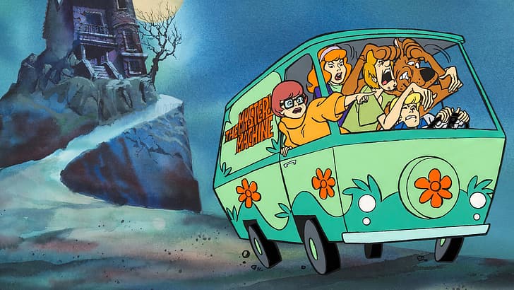 Scooby-Doo, animation, cartoon, The Mystery Machine, Haunted Mansion, HD wallpaper
