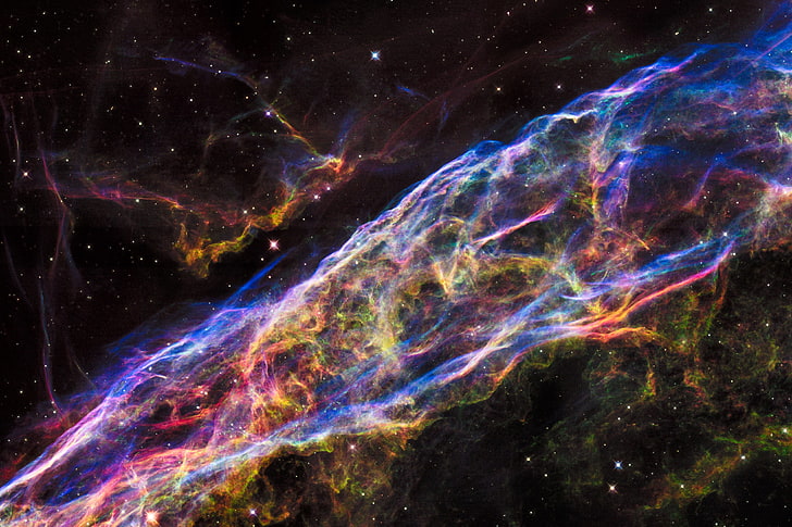 galaxy digital wallpaper, space, stars, or Fisherman net, The Veil Nebula