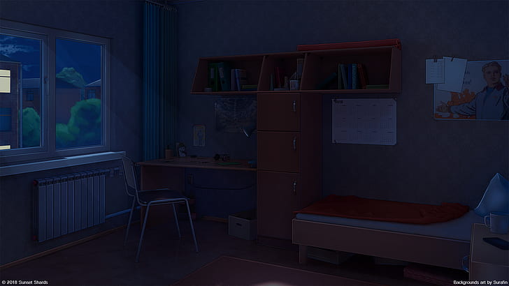 HD wallpaper: Anime, Original, Bedroom, Desk, Night | Wallpaper Flare