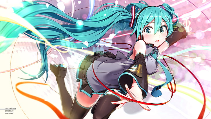 thigh-highs, Hatsune Miku, Vocaloid, multi colored, close-up