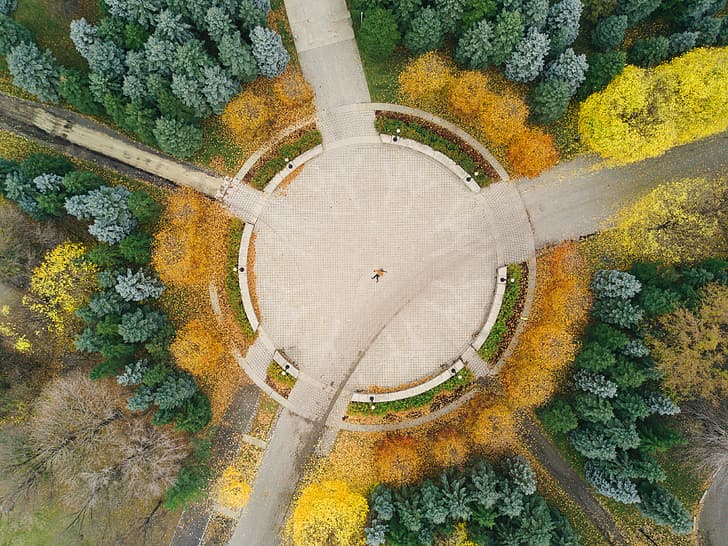 autumn, trees, Park, people, lies, the view from the top, from the height, HD wallpaper