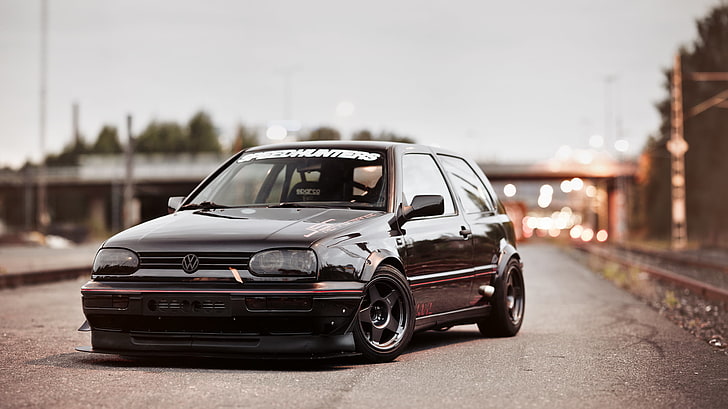 Volkswagen, black, golf, tuning, coupe, germany, golf 3 HD wallpaper