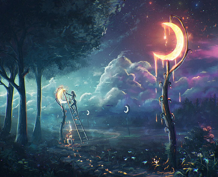 sylar fantasy art moonlight clouds, HD wallpaper