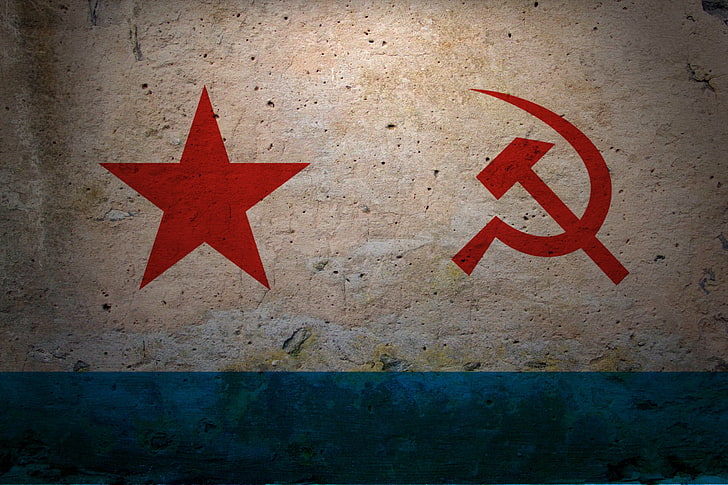 red star and sickle logo wallpaper, USSR, Soviet Union, flag